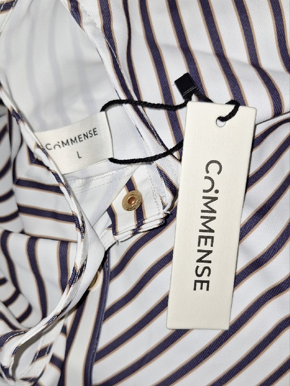 Commense Black and White Vertical-Stripe Wide-Leg Set - Picture 7 of 8